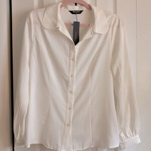 NWT 💯 Allegra K Classic White Shirt button up blouse size M